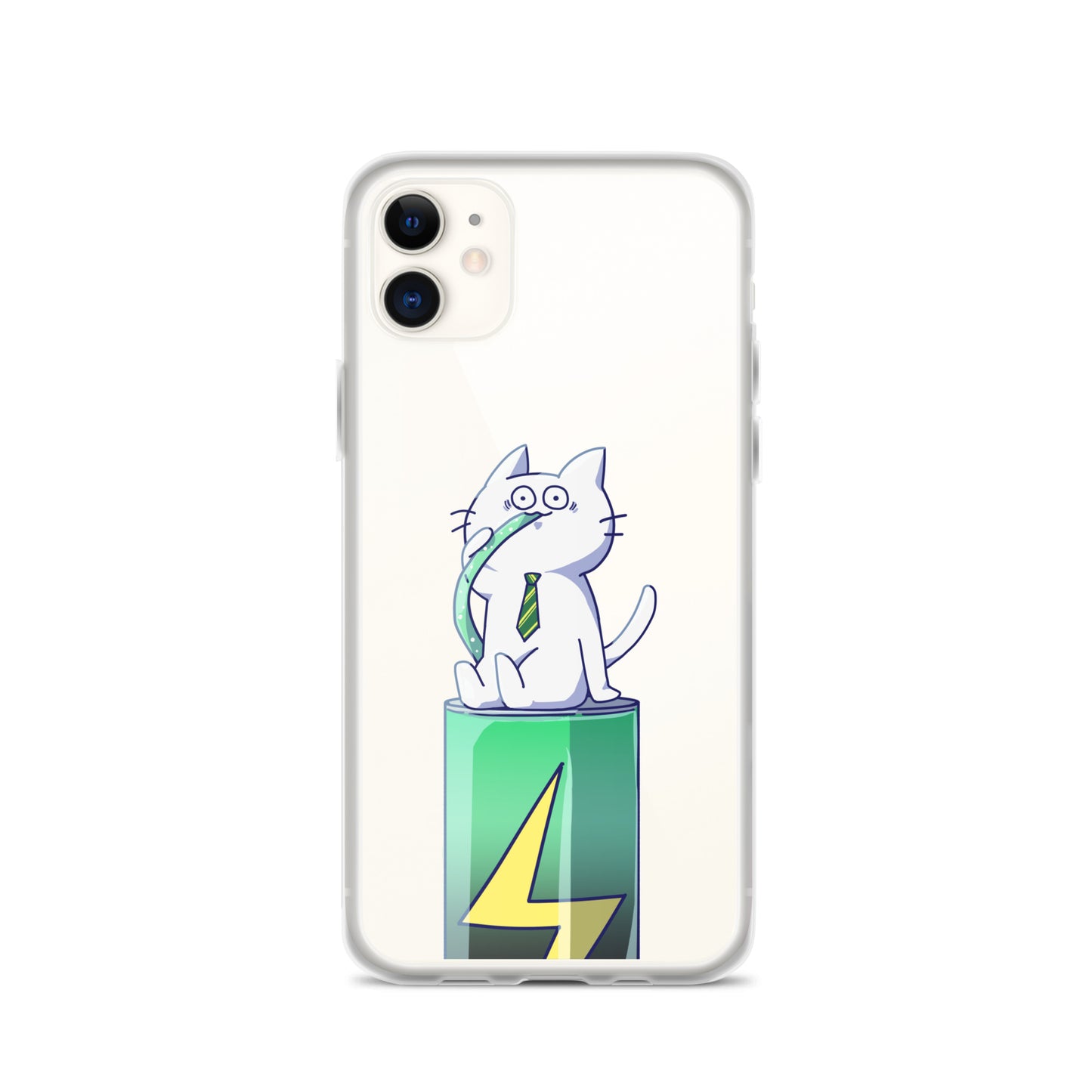 激務猫 エナドリ直飲み iPhoneケース