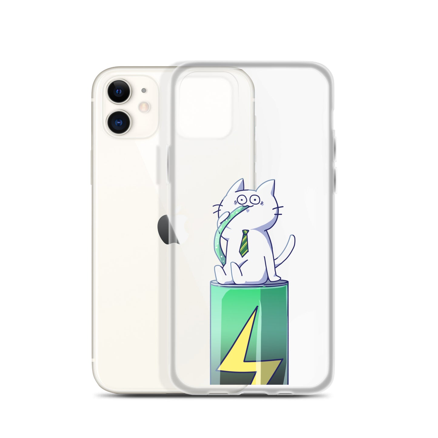 激務猫 エナドリ直飲み iPhoneケース
