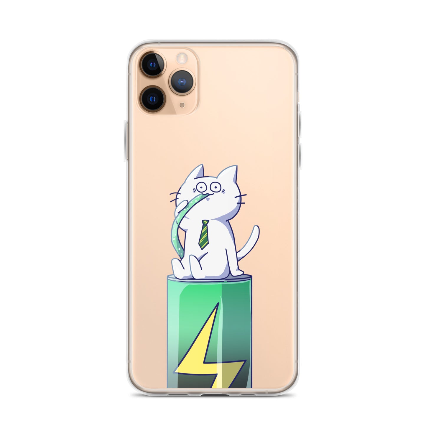 激務猫 エナドリ直飲み iPhoneケース