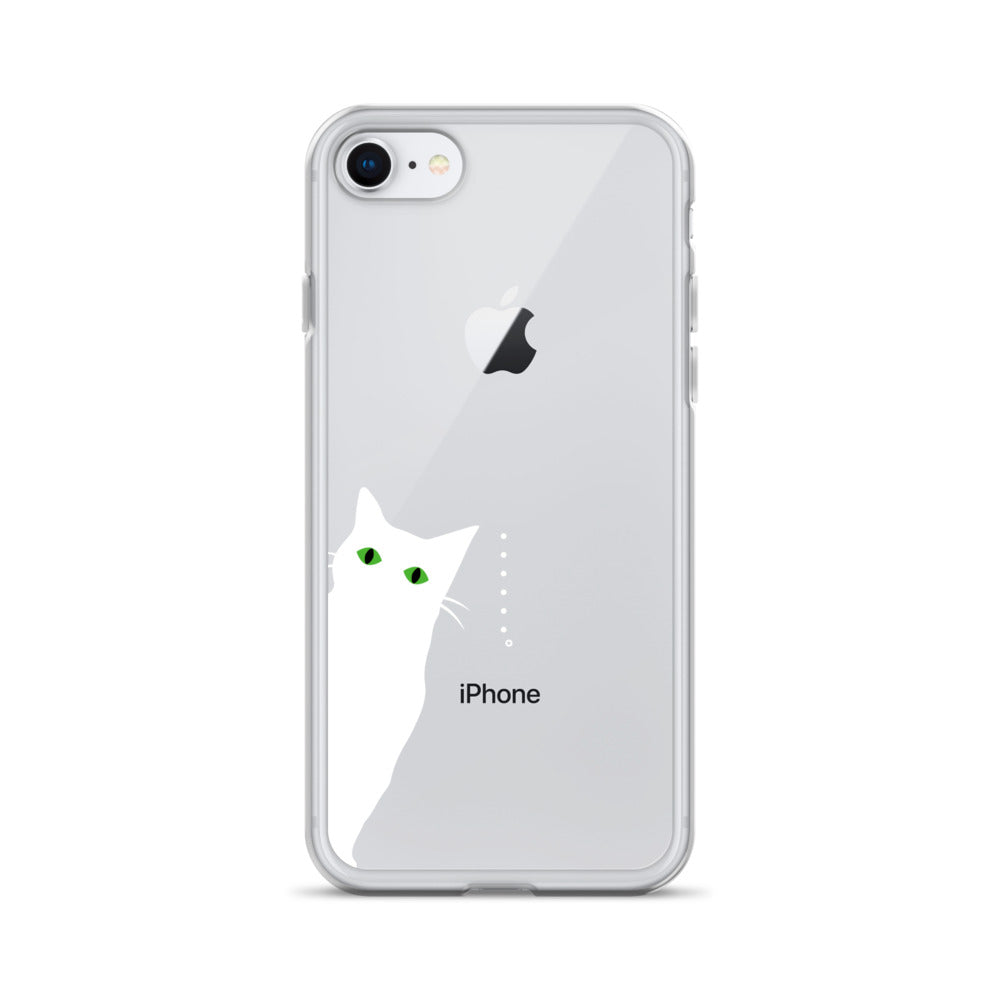 覗き見キャットiPhoneケース(白猫)