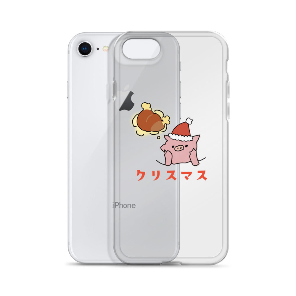 とんかつブタのクリスマス iPhoneケース