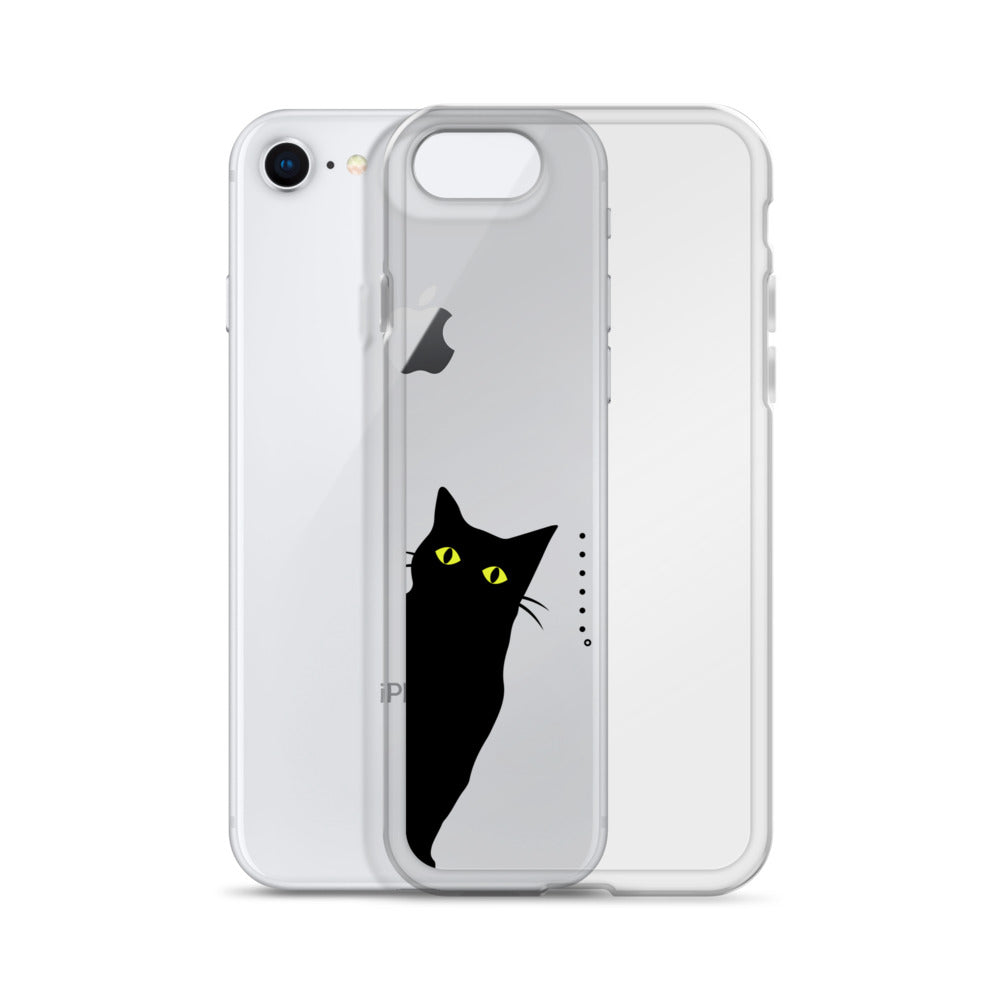 覗き見キャットiPhoneケース(黒猫)