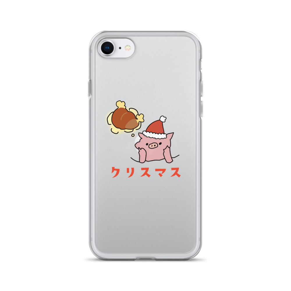とんかつブタのクリスマス iPhoneケース