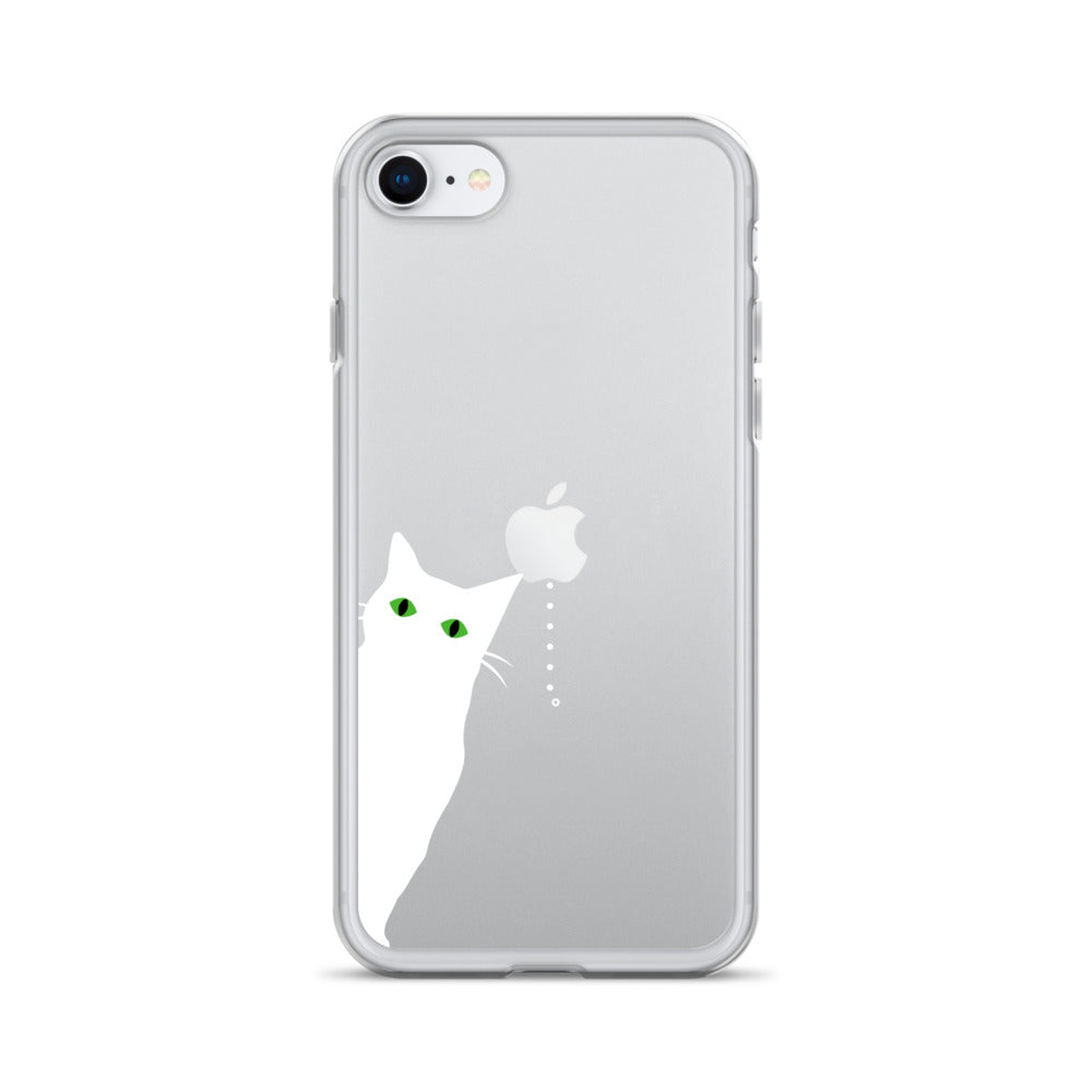 覗き見キャットiPhoneケース(白猫)
