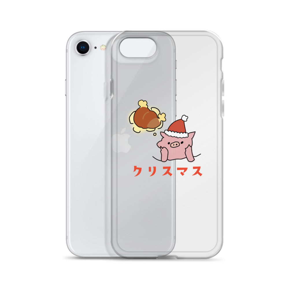 とんかつブタのクリスマス iPhoneケース