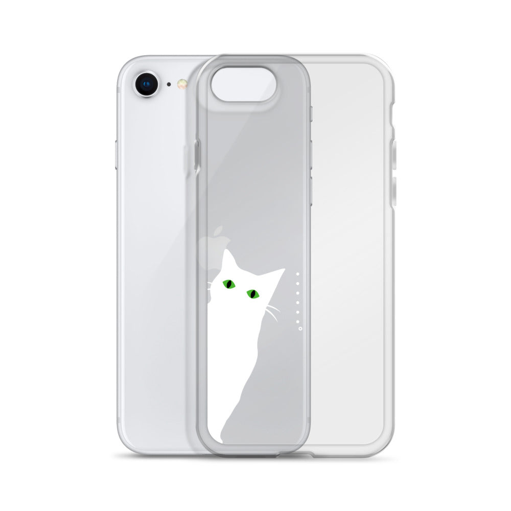 覗き見キャットiPhoneケース(白猫)