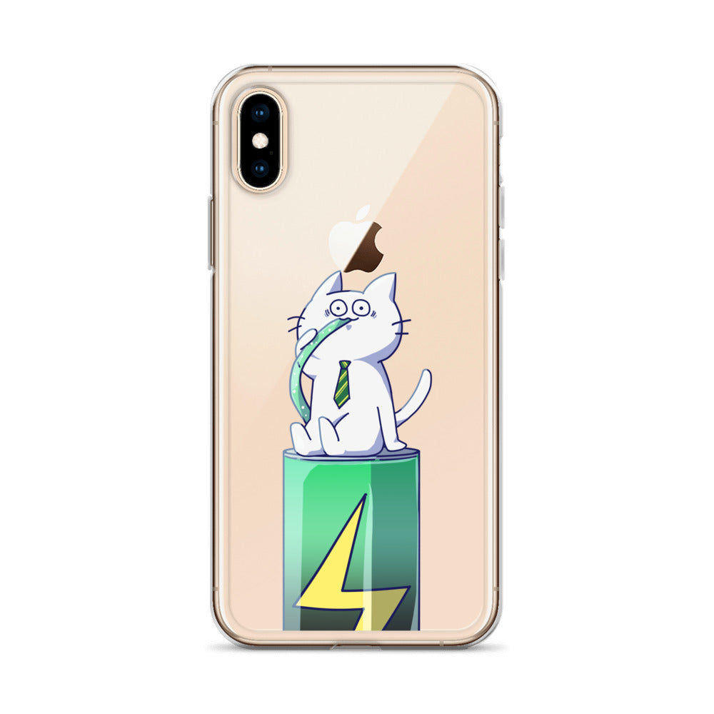 激務猫 エナドリ直飲み iPhoneケース