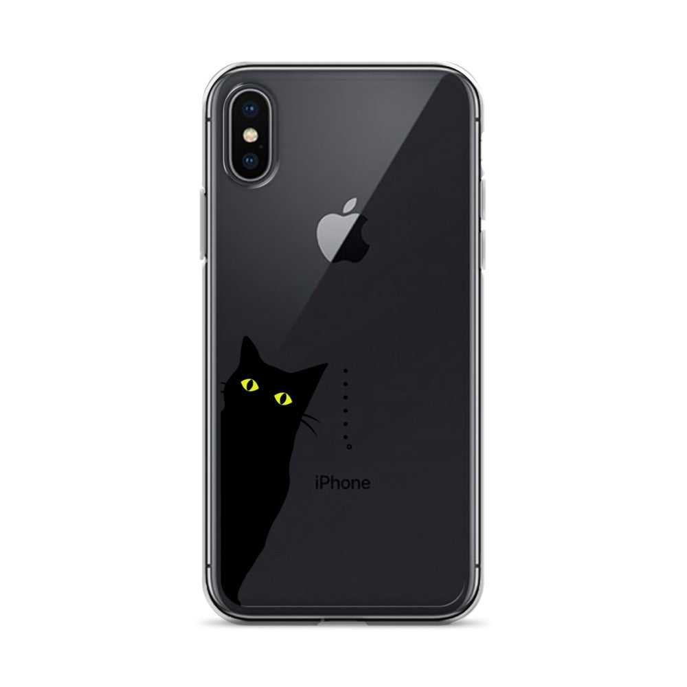 覗き見キャットiPhoneケース(黒猫)
