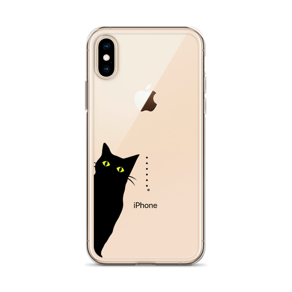 覗き見キャットiPhoneケース(黒猫)