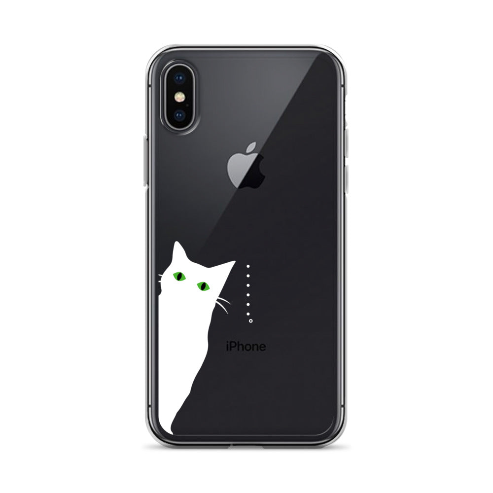 覗き見キャットiPhoneケース(白猫)