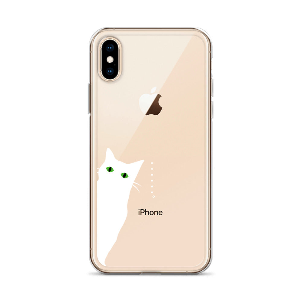 覗き見キャットiPhoneケース(白猫)