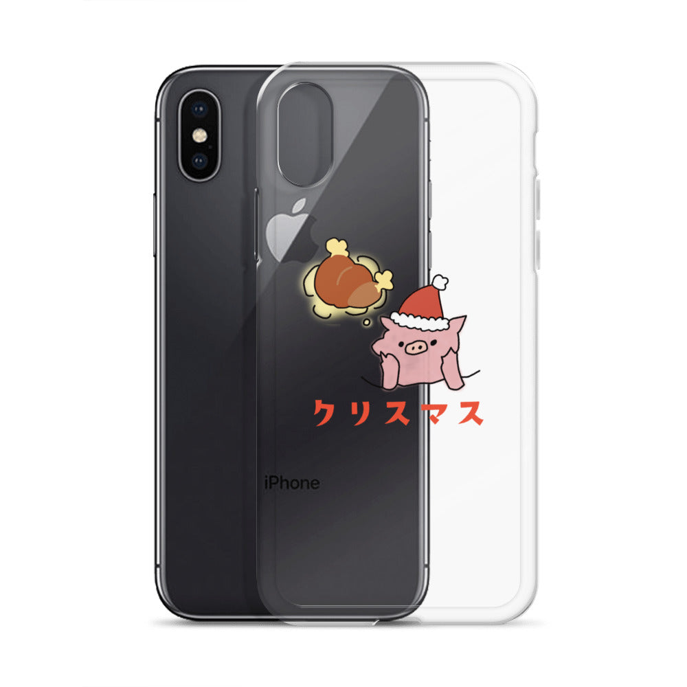 とんかつブタのクリスマス iPhoneケース