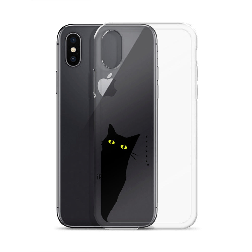 覗き見キャットiPhoneケース(黒猫)
