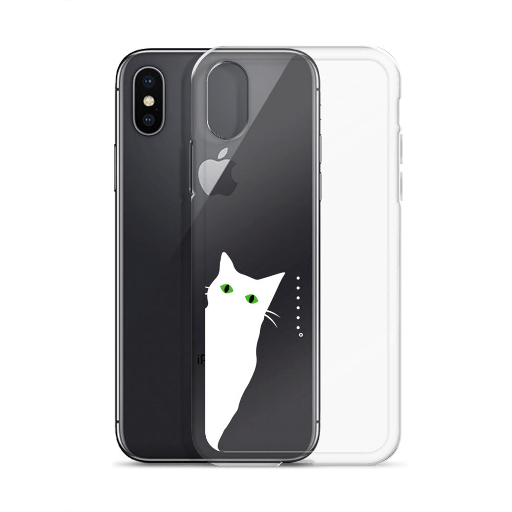 覗き見キャットiPhoneケース(白猫)