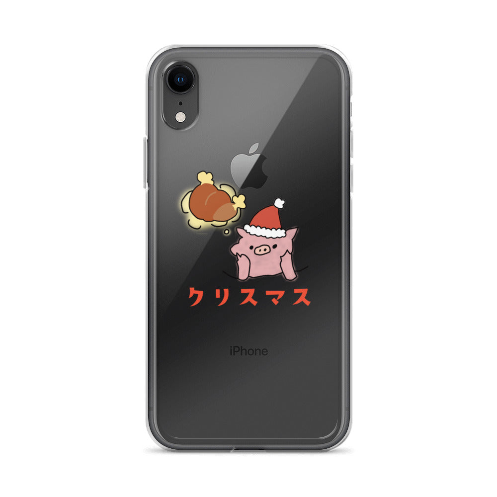 とんかつブタのクリスマス iPhoneケース