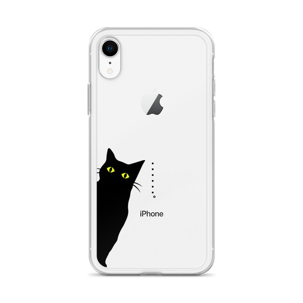 覗き見キャットiPhoneケース(黒猫)