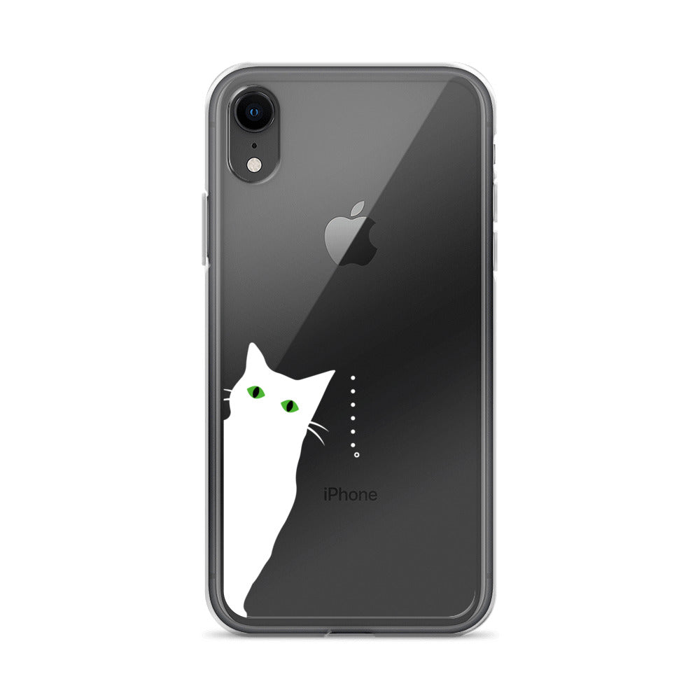 覗き見キャットiPhoneケース(白猫)