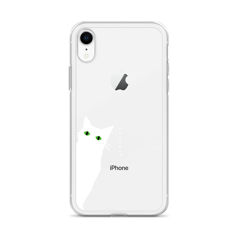 覗き見キャットiPhoneケース(白猫)