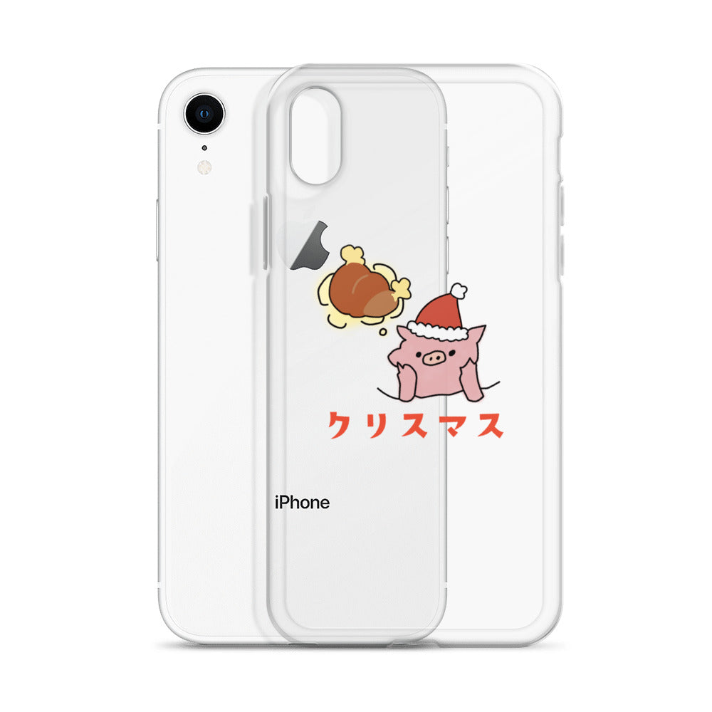 とんかつブタのクリスマス iPhoneケース