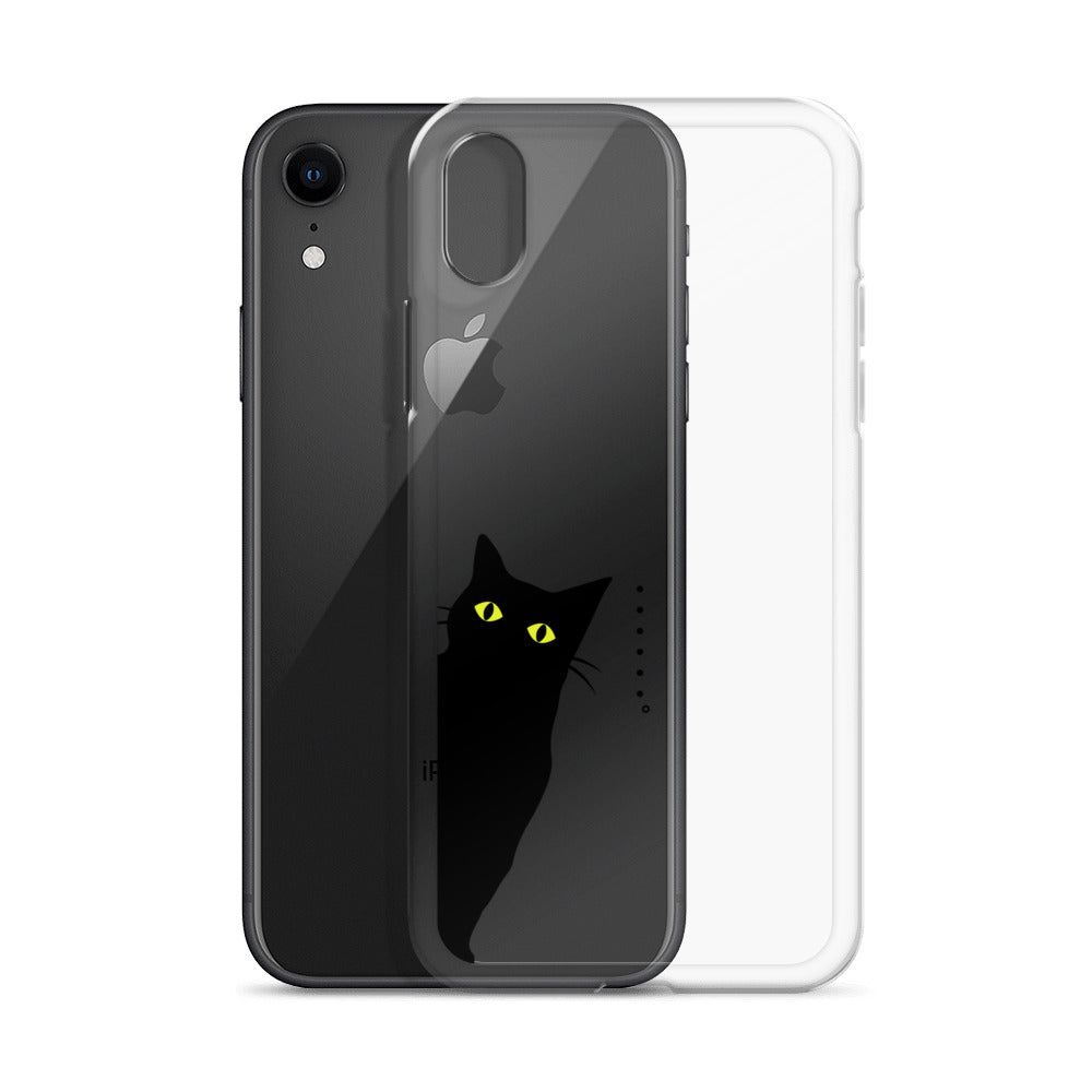 覗き見キャットiPhoneケース(黒猫)