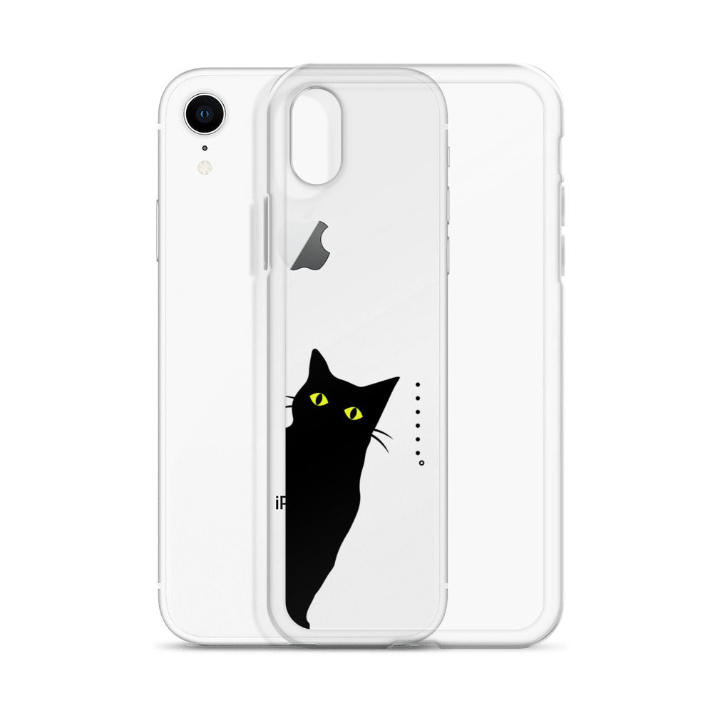 覗き見キャットiPhoneケース(黒猫)