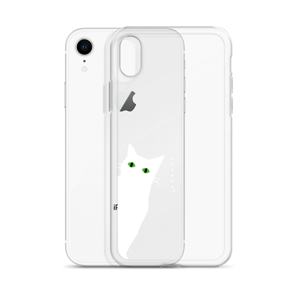 覗き見キャットiPhoneケース(白猫)