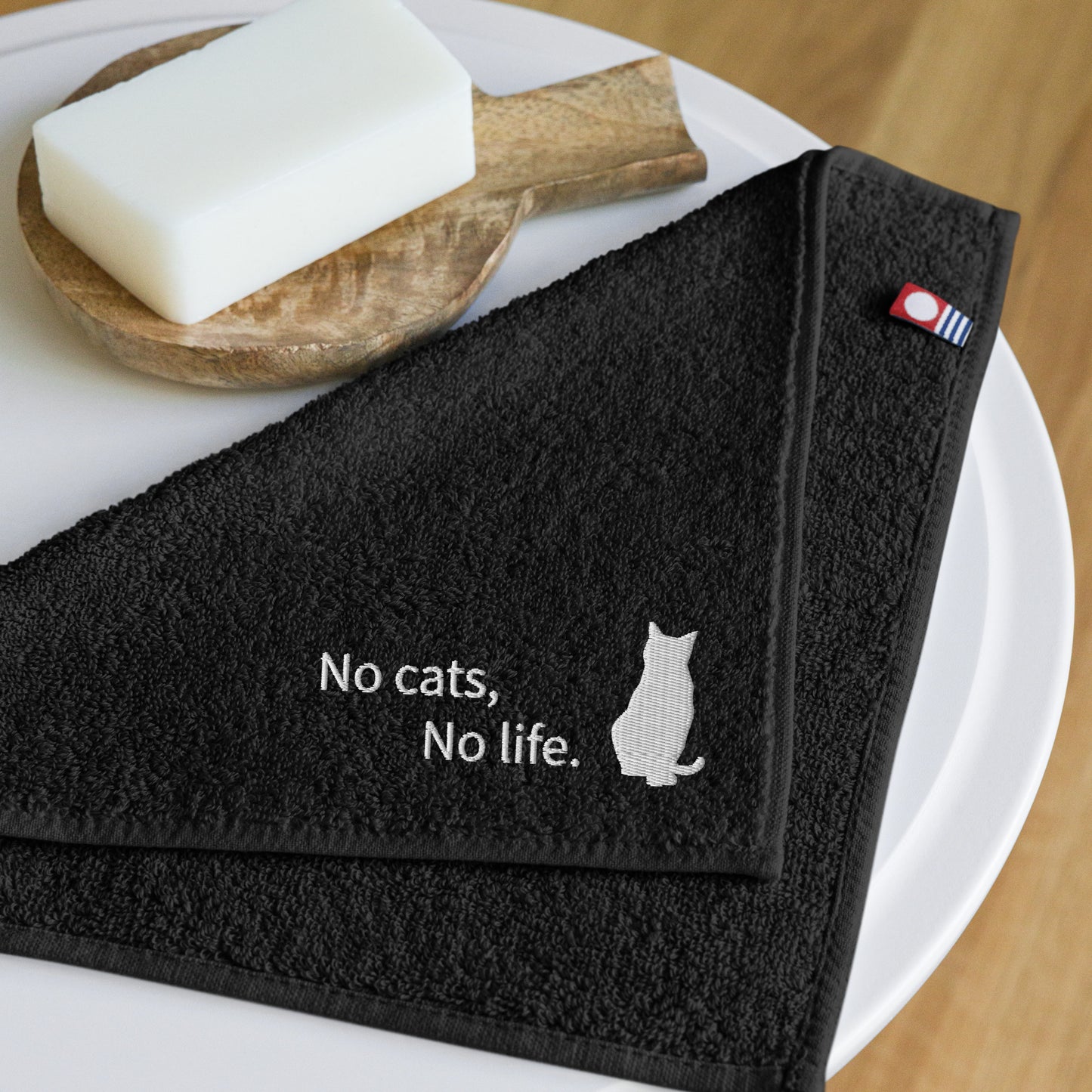 【文言変更可】No cats, No life. コットンハンカチタオル