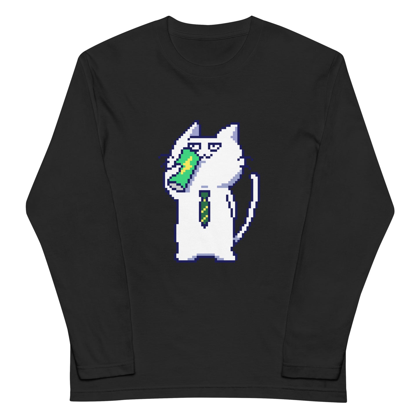 ゲーミング激務猫(エナドリごくごく) 長袖Tシャツ