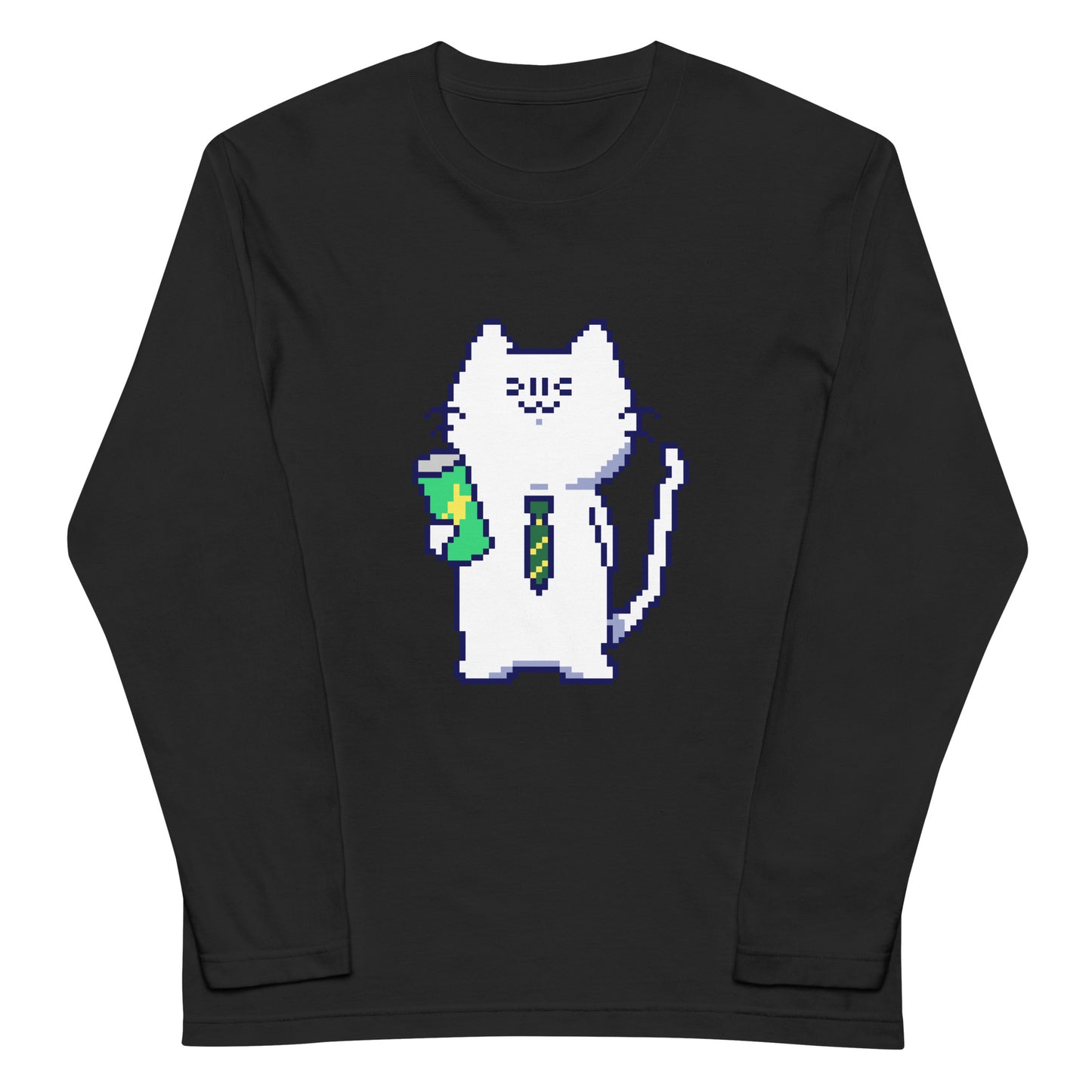 ゲーミング激務猫(炭酸つよめ) 長袖Tシャツ