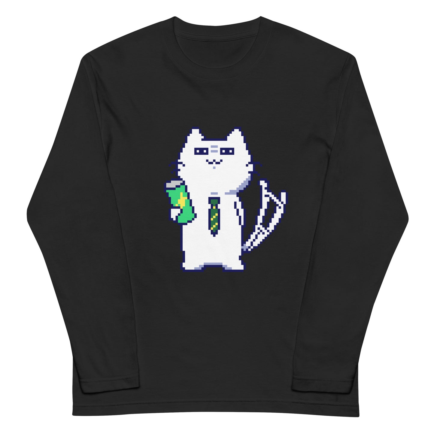 ゲーミング激務猫(不機嫌) 長袖Tシャツ