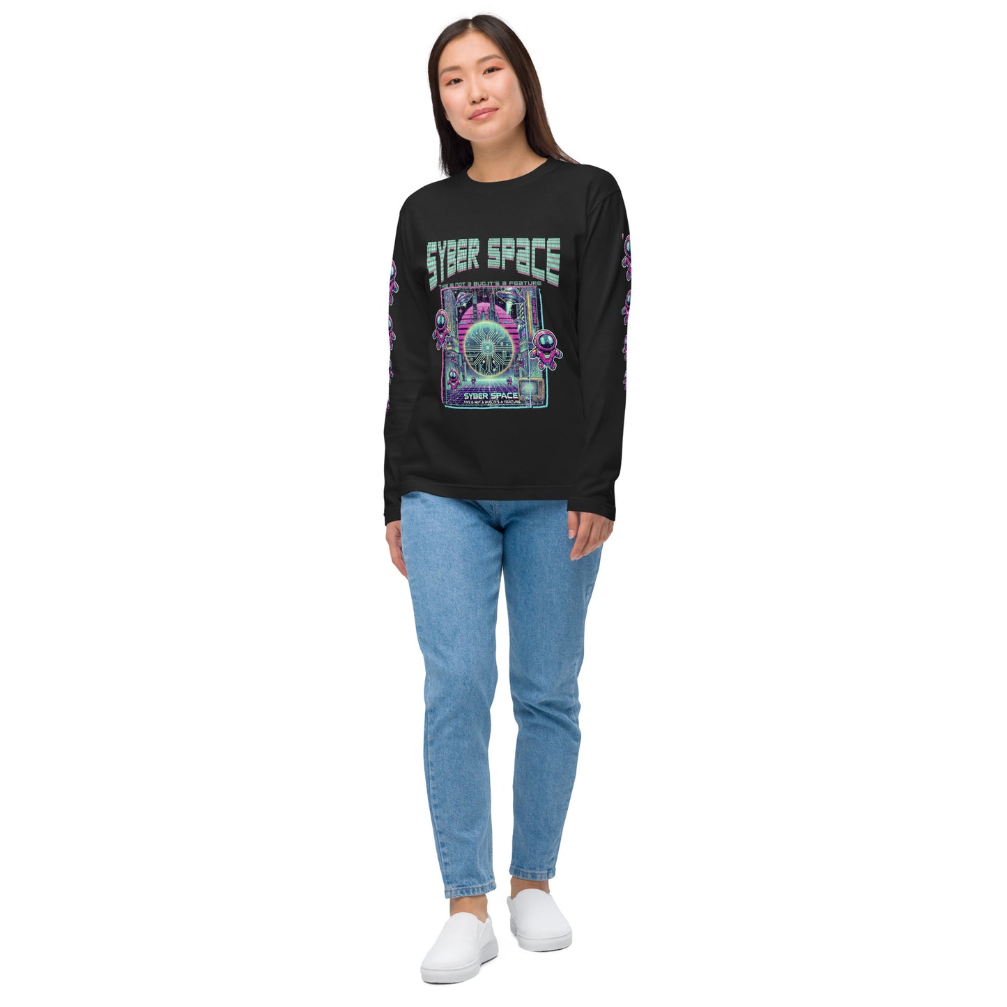 SYBERSPACE BOY ユニセックス 長袖Tシャツ(前面+両腕プリント)