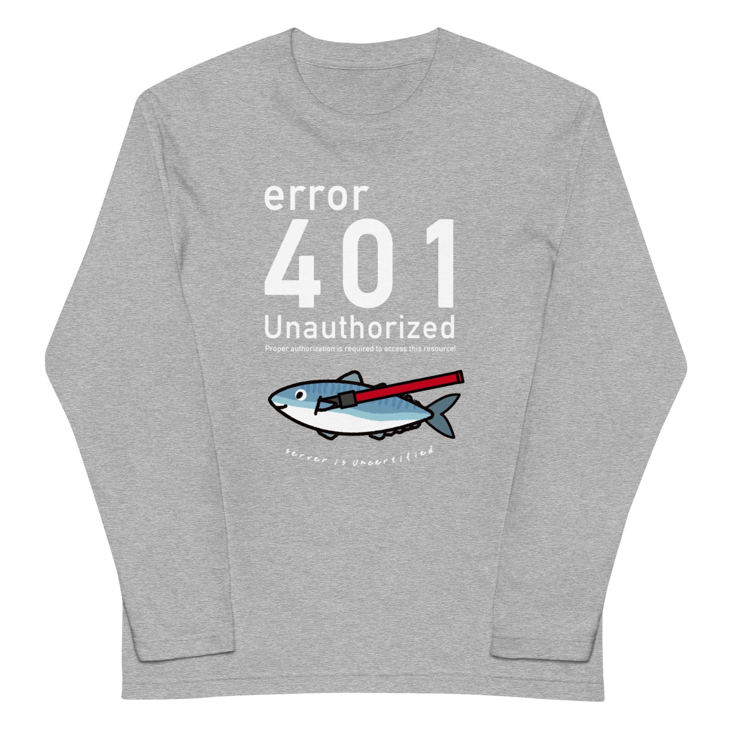401 Unauthorized エンジニア 長袖Tシャツ(文字白)