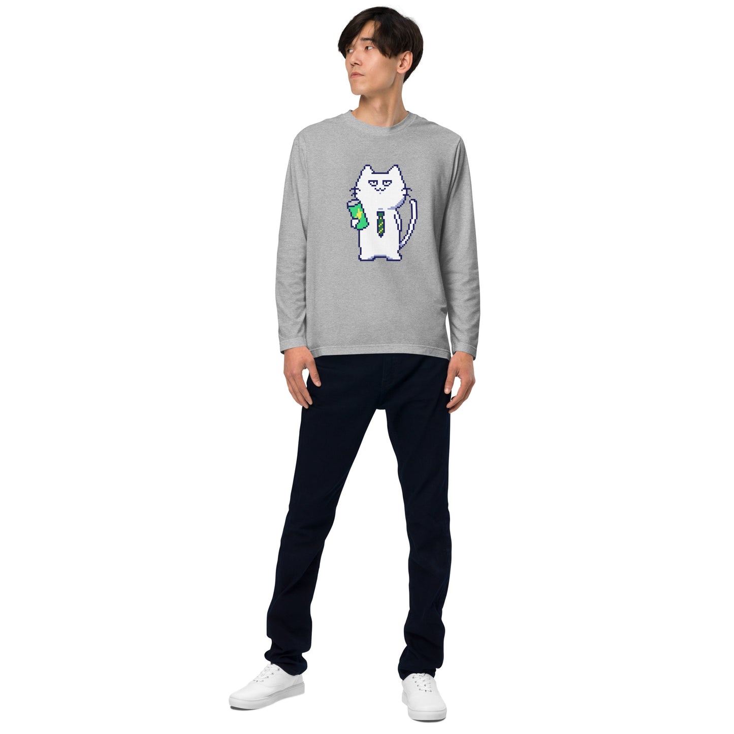 ゲーミング激務猫(ノーマル) 長袖Tシャツ