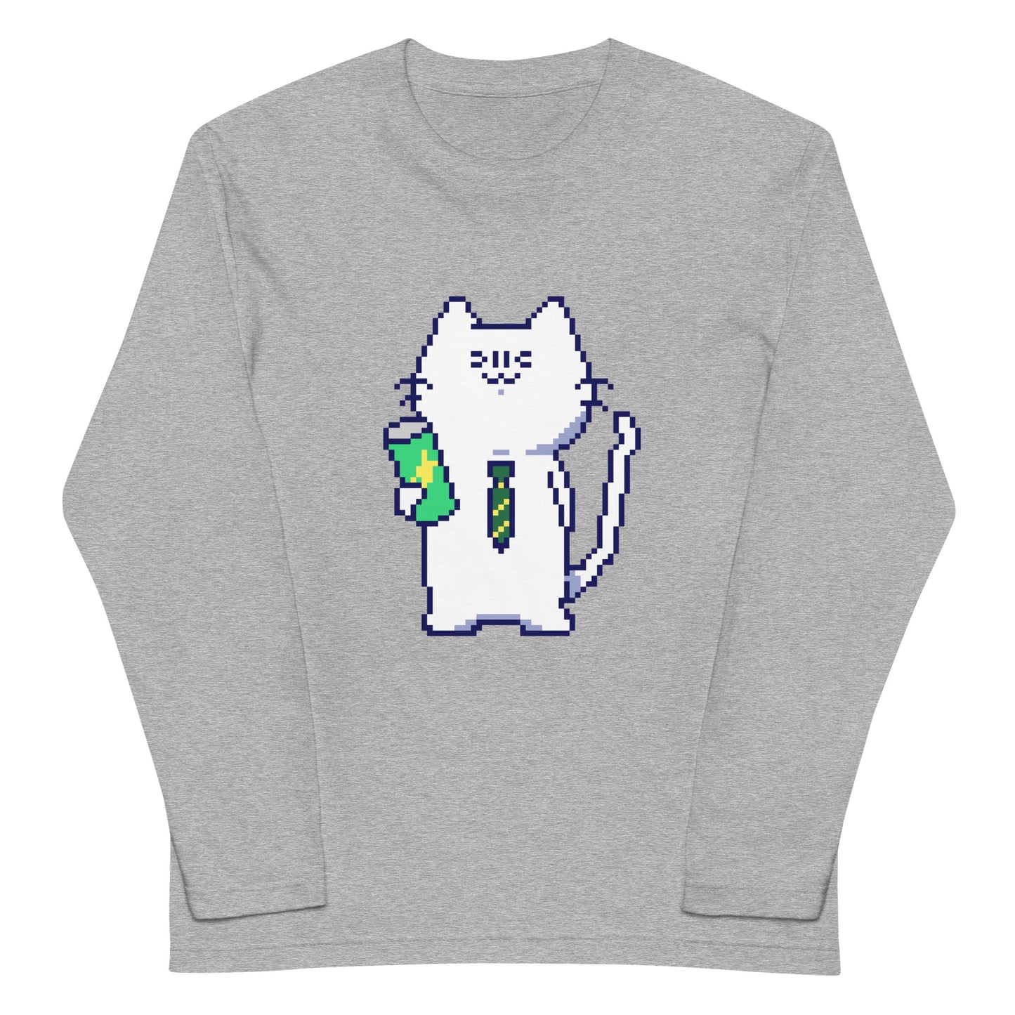 ゲーミング激務猫(炭酸つよめ) 長袖Tシャツ