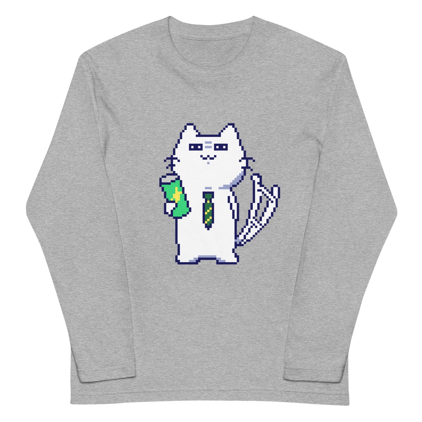ゲーミング激務猫(不機嫌) 長袖Tシャツ