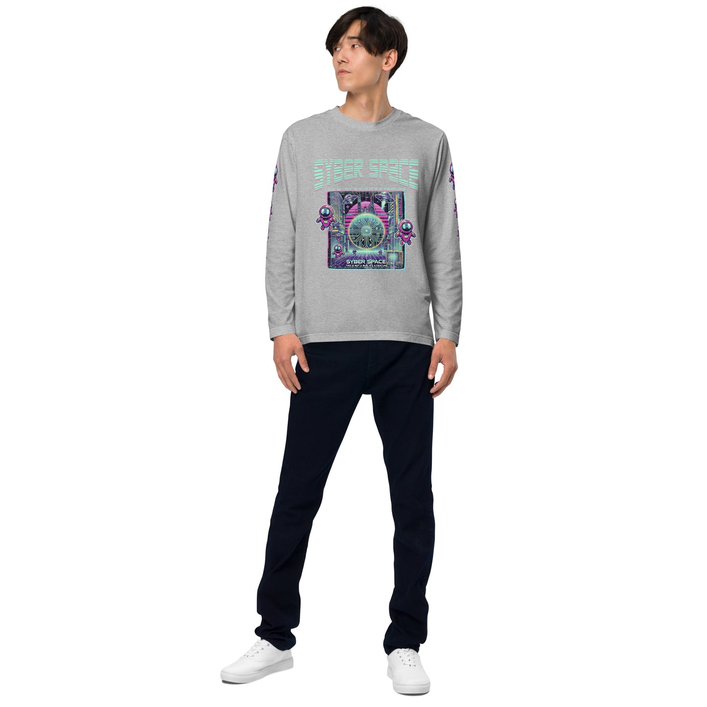 SYBERSPACE BOY ユニセックス 長袖Tシャツ(前面+両腕プリント)