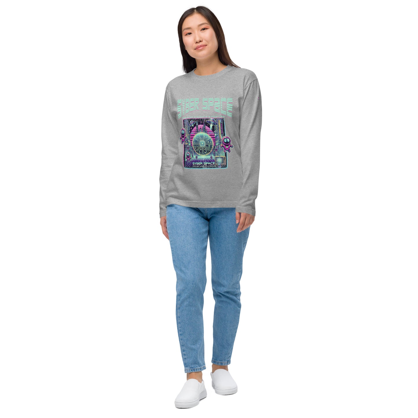 SYBERSPACE ユニセックス 長袖Tシャツ(前面プリント)