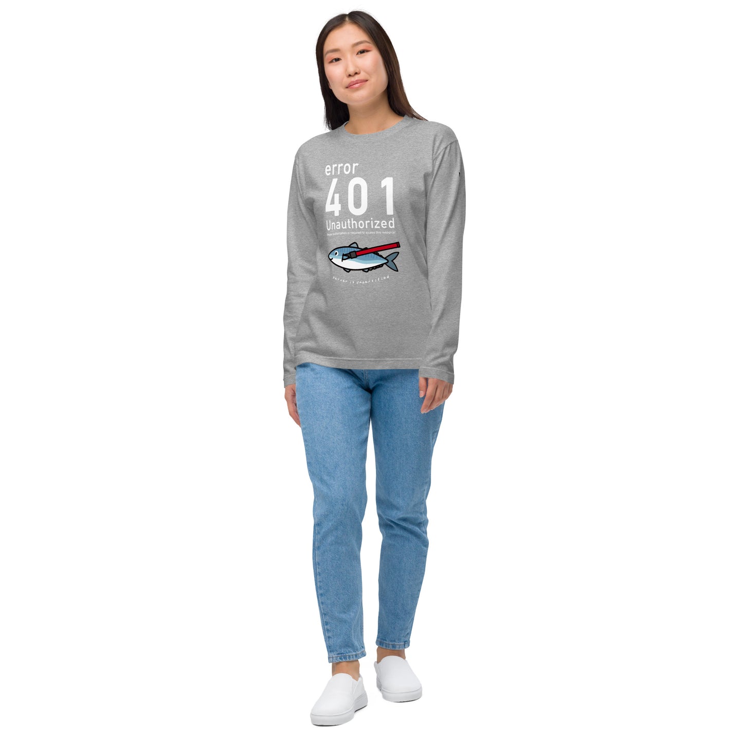 401 Unauthorized エンジニア 長袖Tシャツ(文字白)