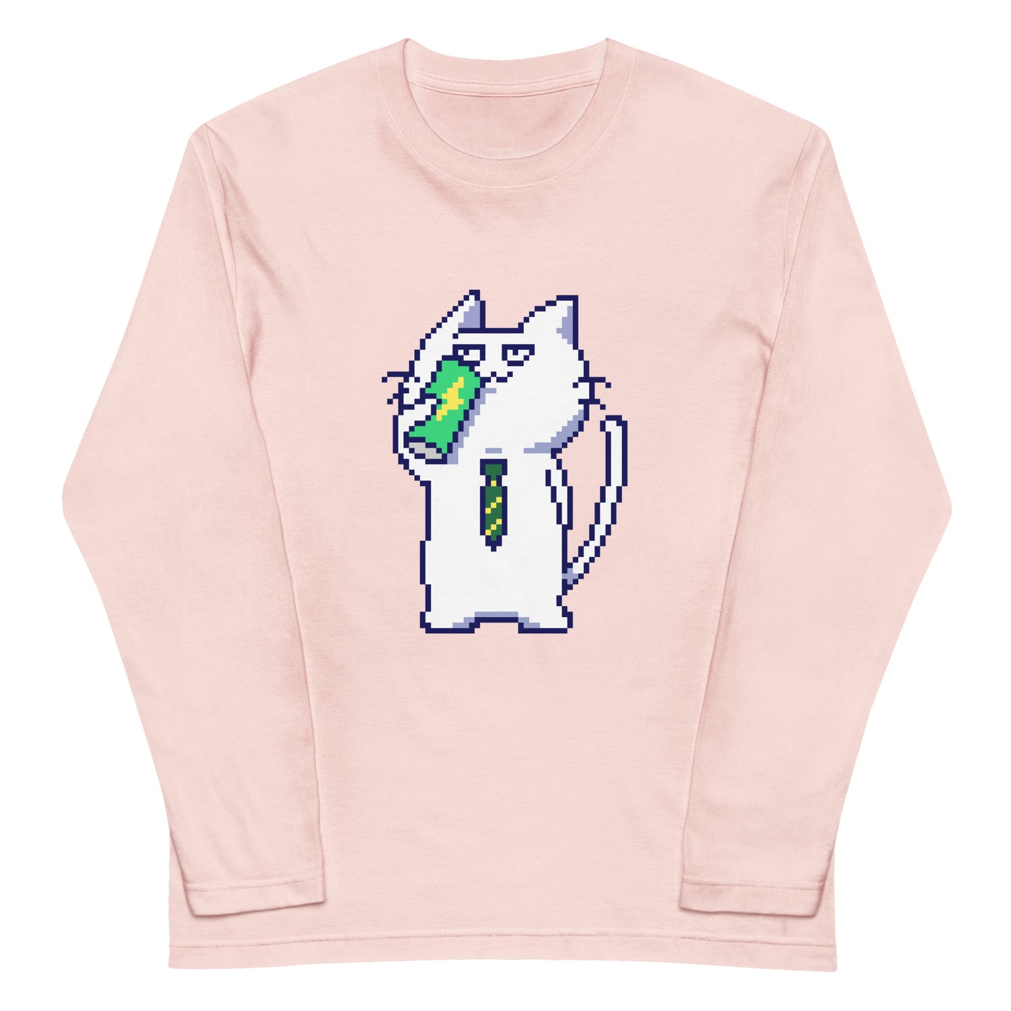 ゲーミング激務猫(エナドリごくごく) 長袖Tシャツ