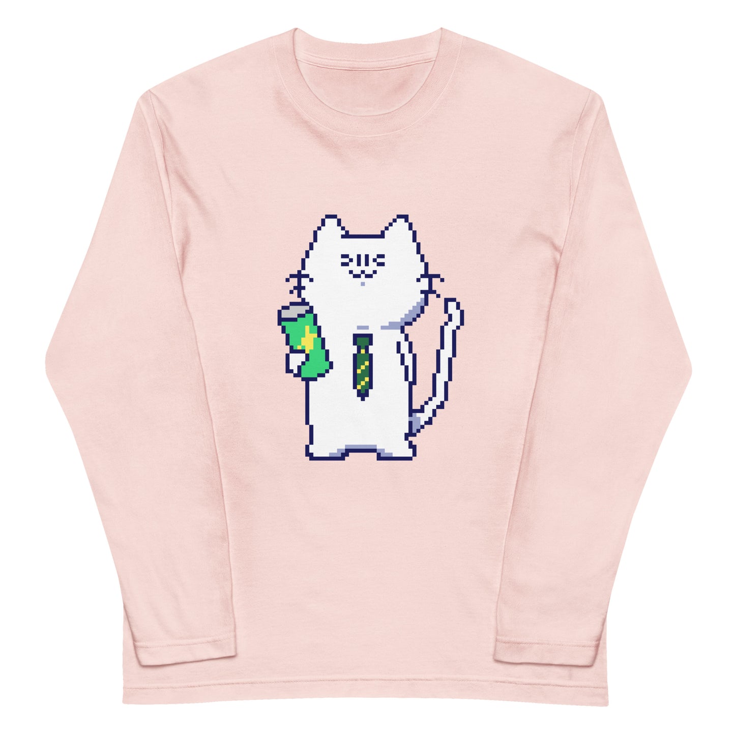 ゲーミング激務猫(炭酸つよめ) 長袖Tシャツ