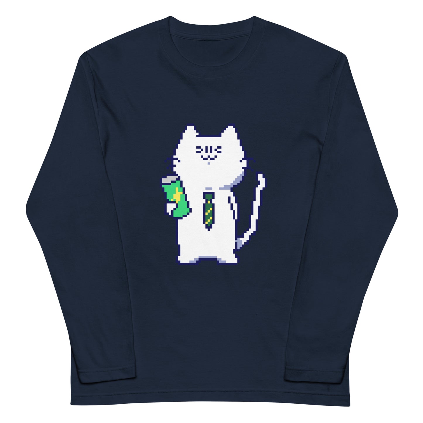 ゲーミング激務猫(炭酸つよめ) 長袖Tシャツ