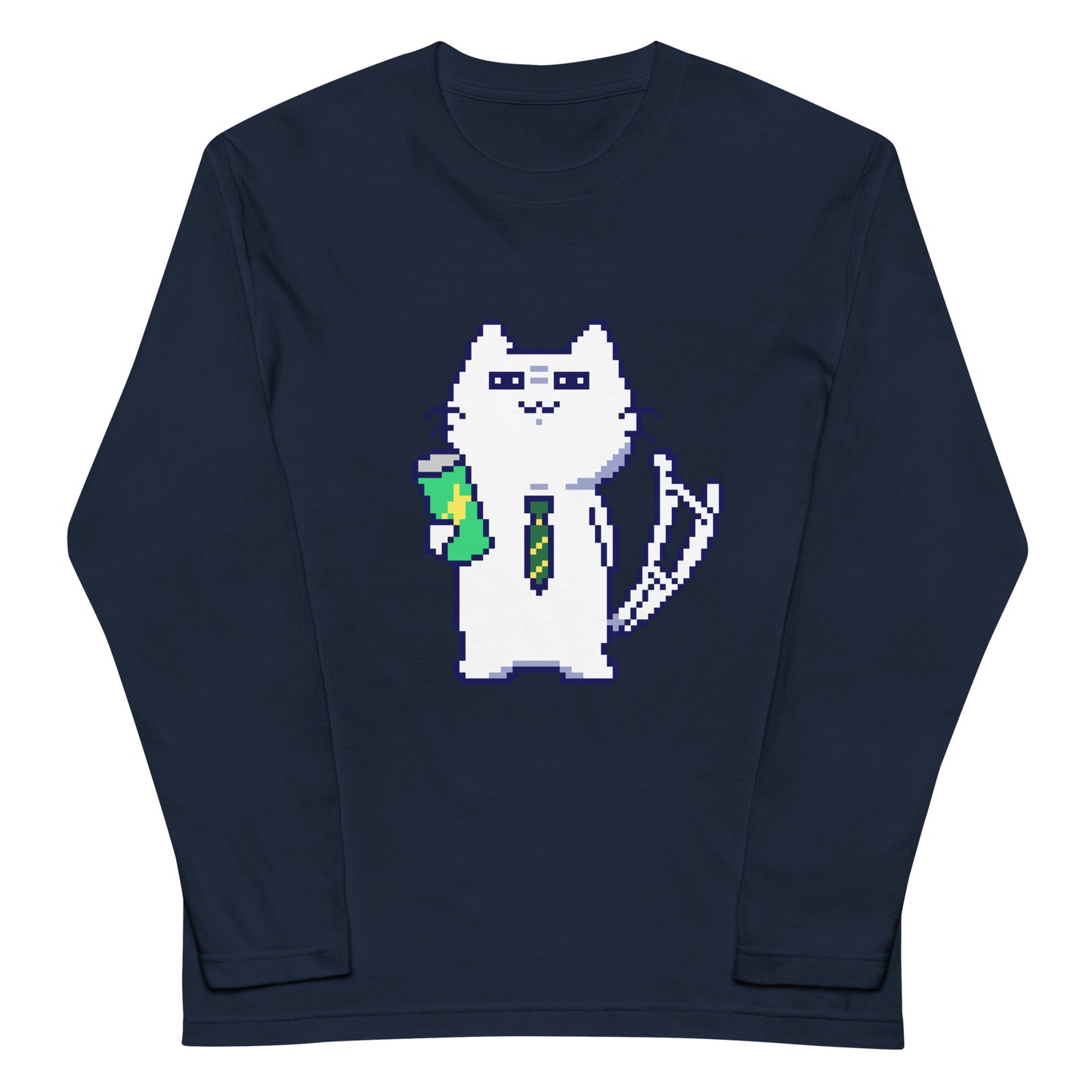 ゲーミング激務猫(不機嫌) 長袖Tシャツ