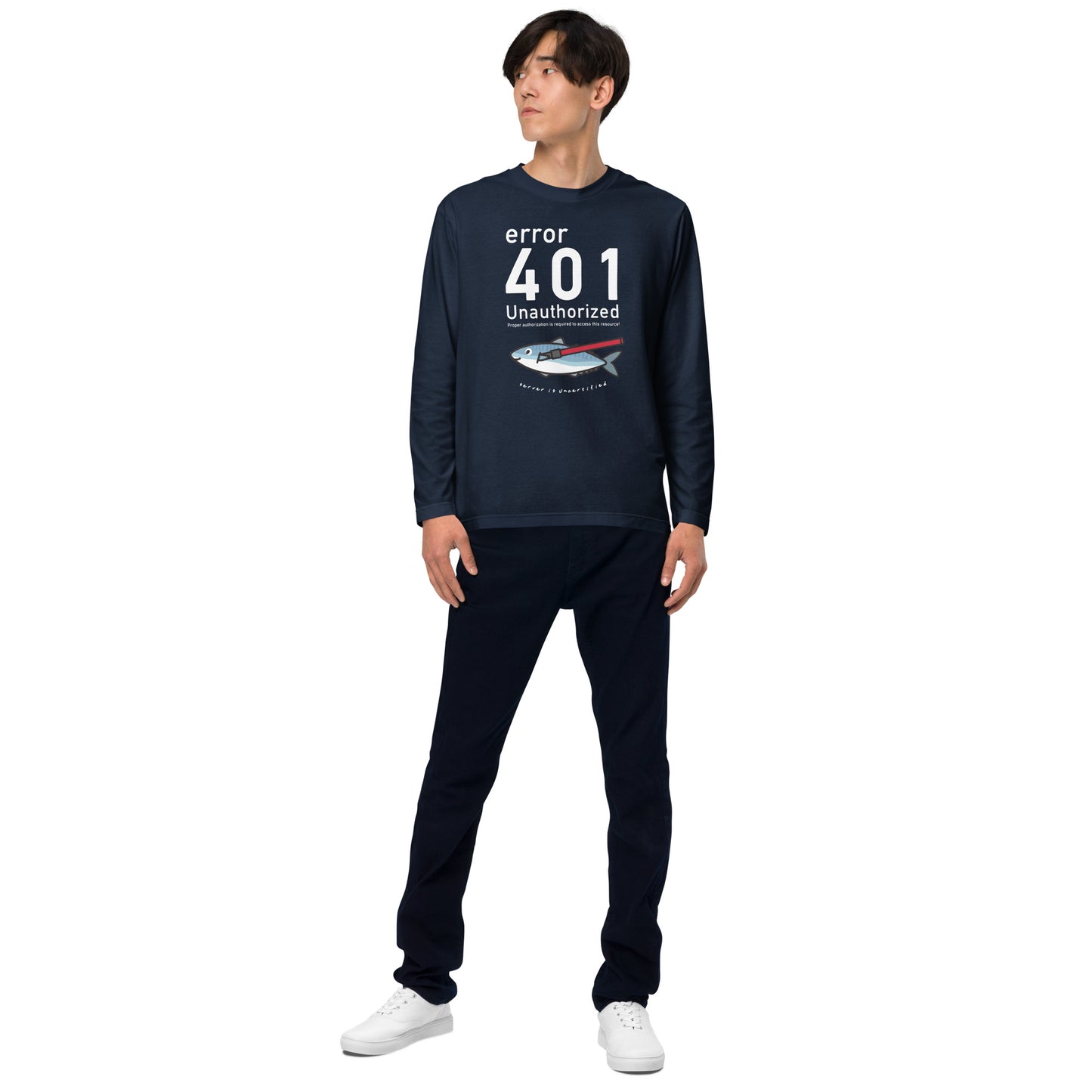 401 Unauthorized エンジニア 長袖Tシャツ(文字白)