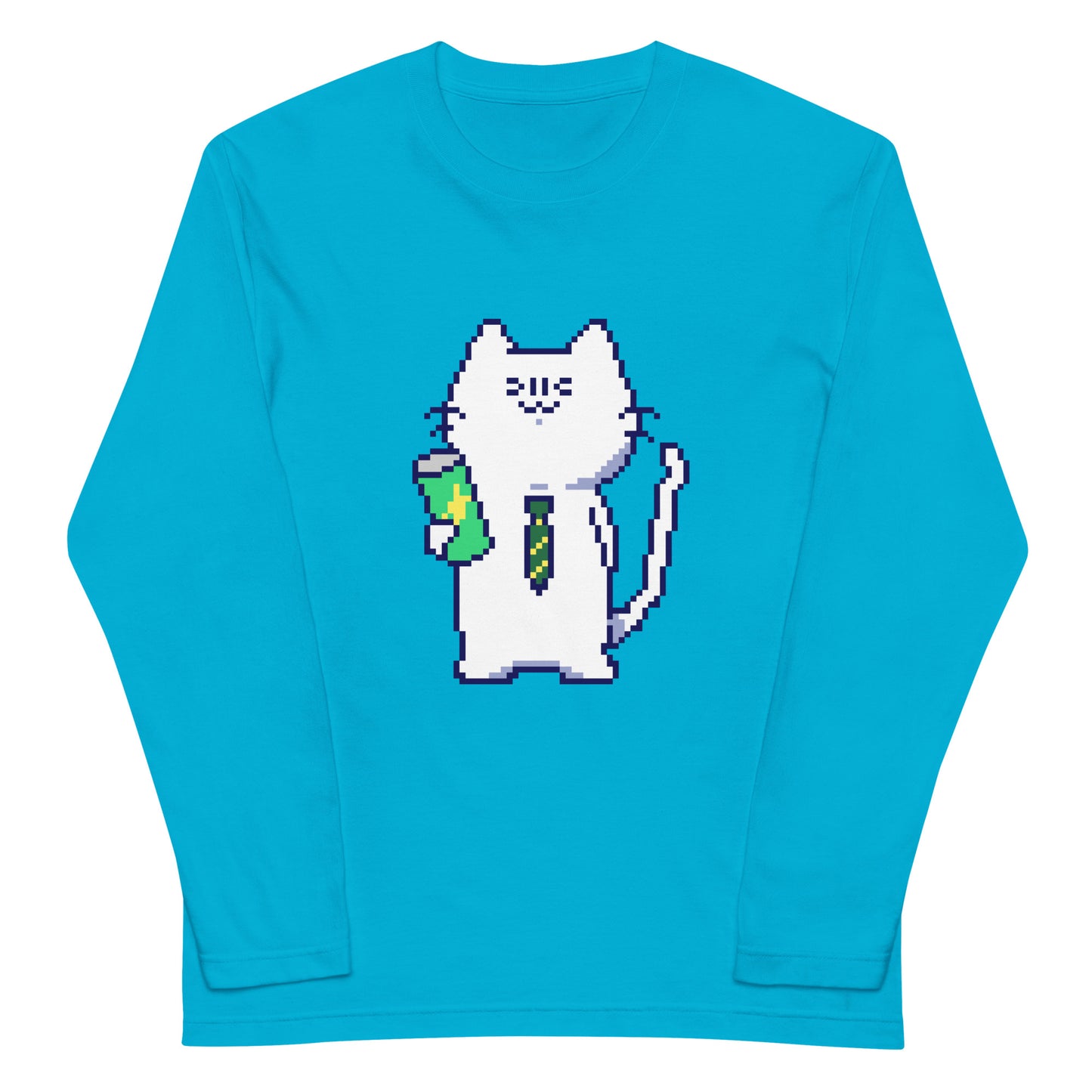 ゲーミング激務猫(炭酸つよめ) 長袖Tシャツ