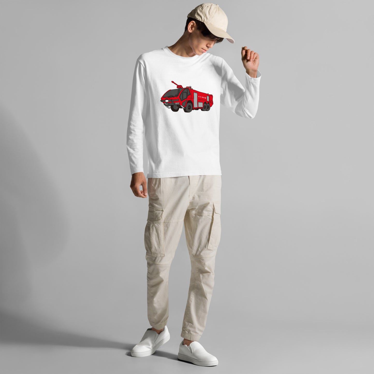 化学消防車長袖Tシャツ