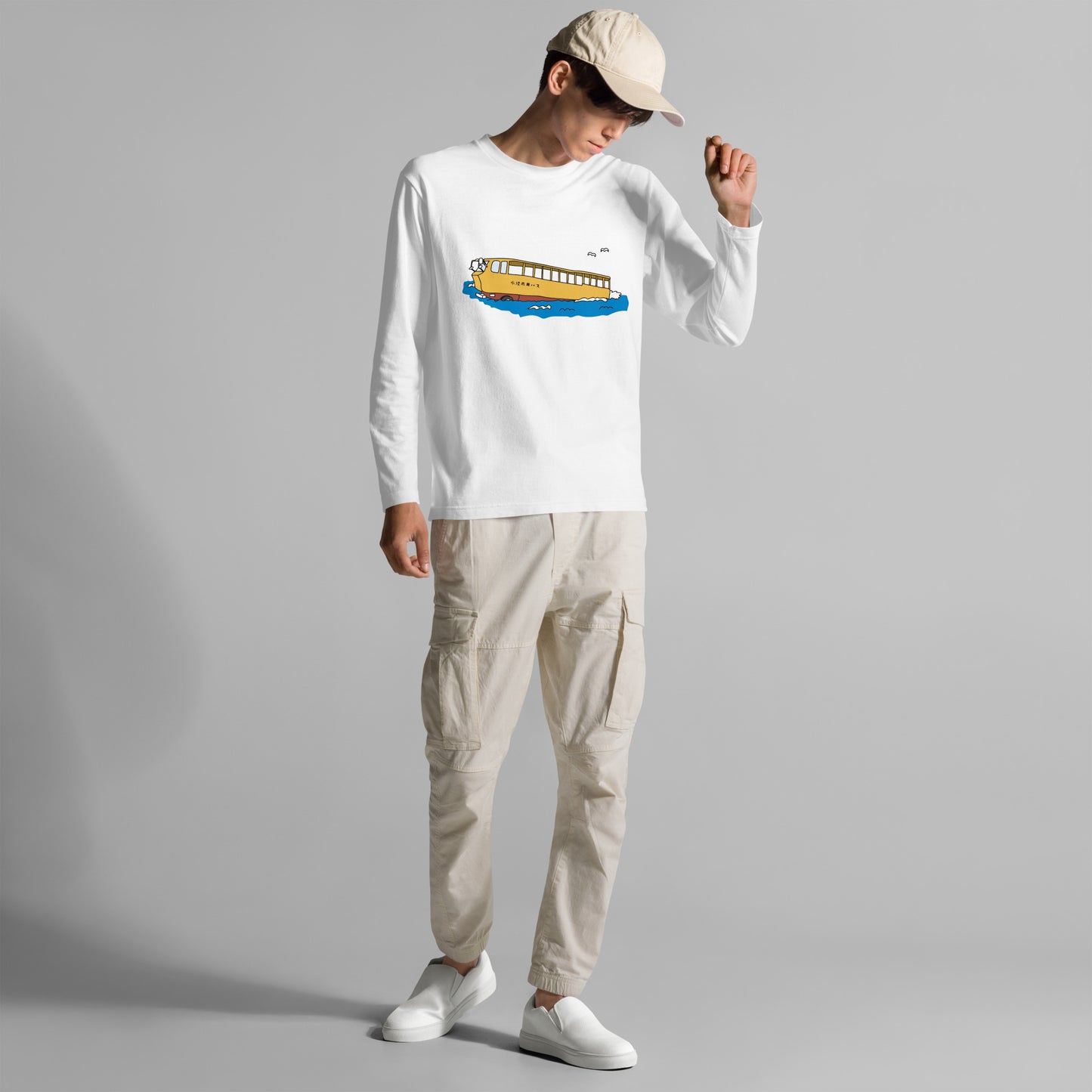 水陸両用バス長袖Tシャツ