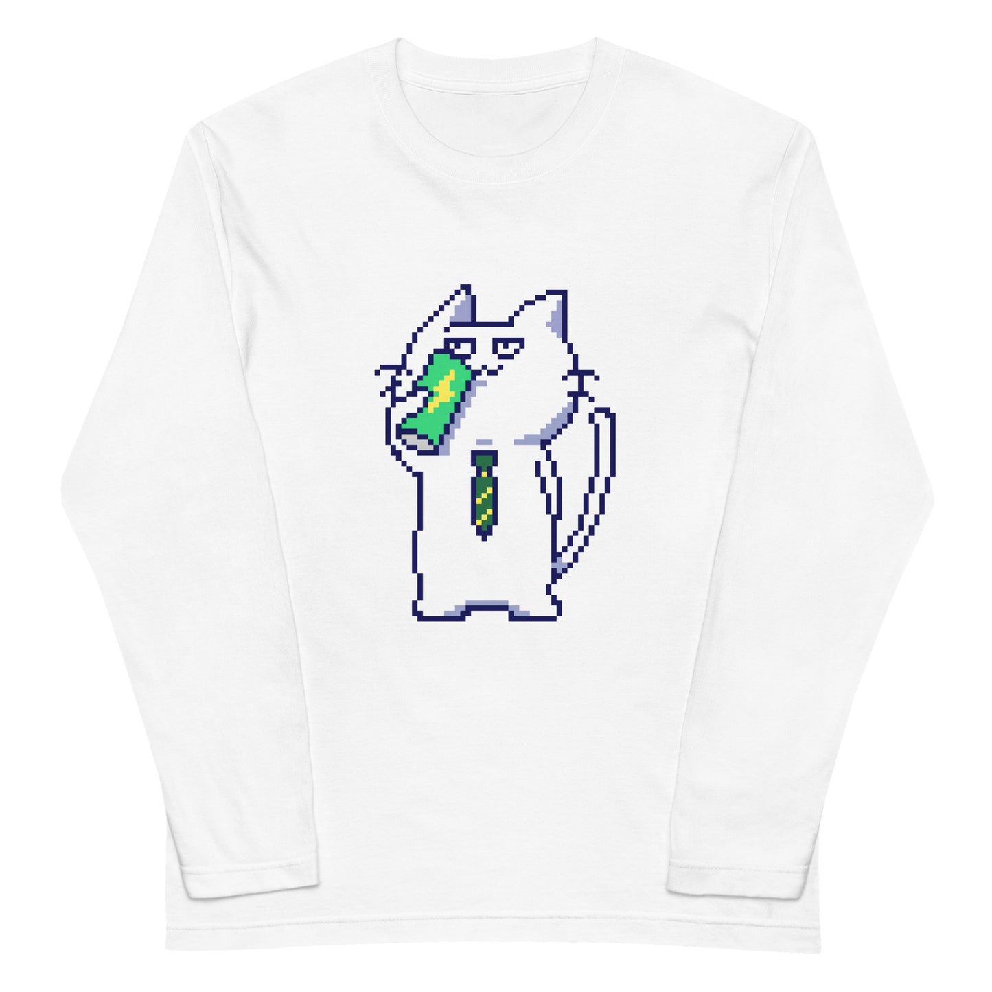 ゲーミング激務猫(エナドリごくごく) 長袖Tシャツ