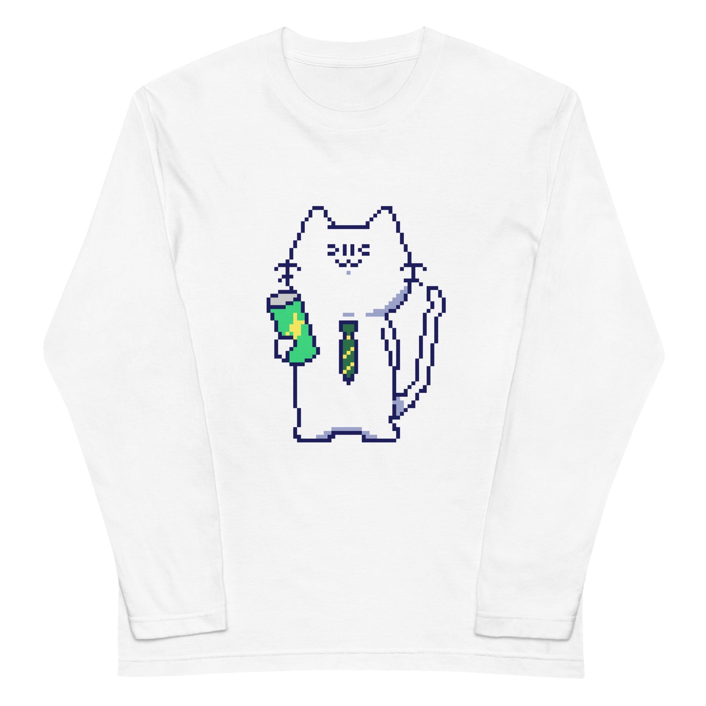 ゲーミング激務猫(炭酸つよめ) 長袖Tシャツ