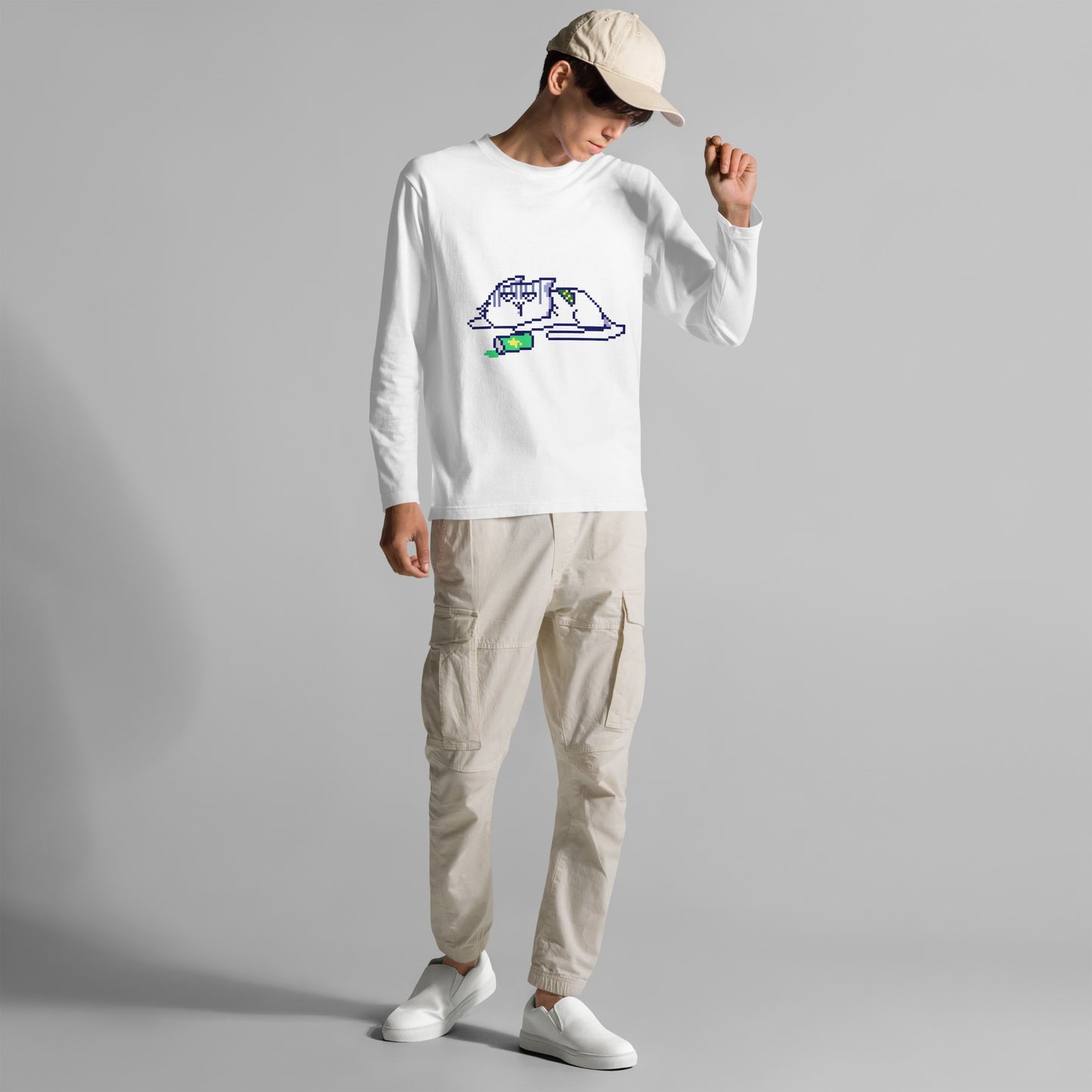 ゲーミング激務猫 (ダウン中) 長袖Tシャツ