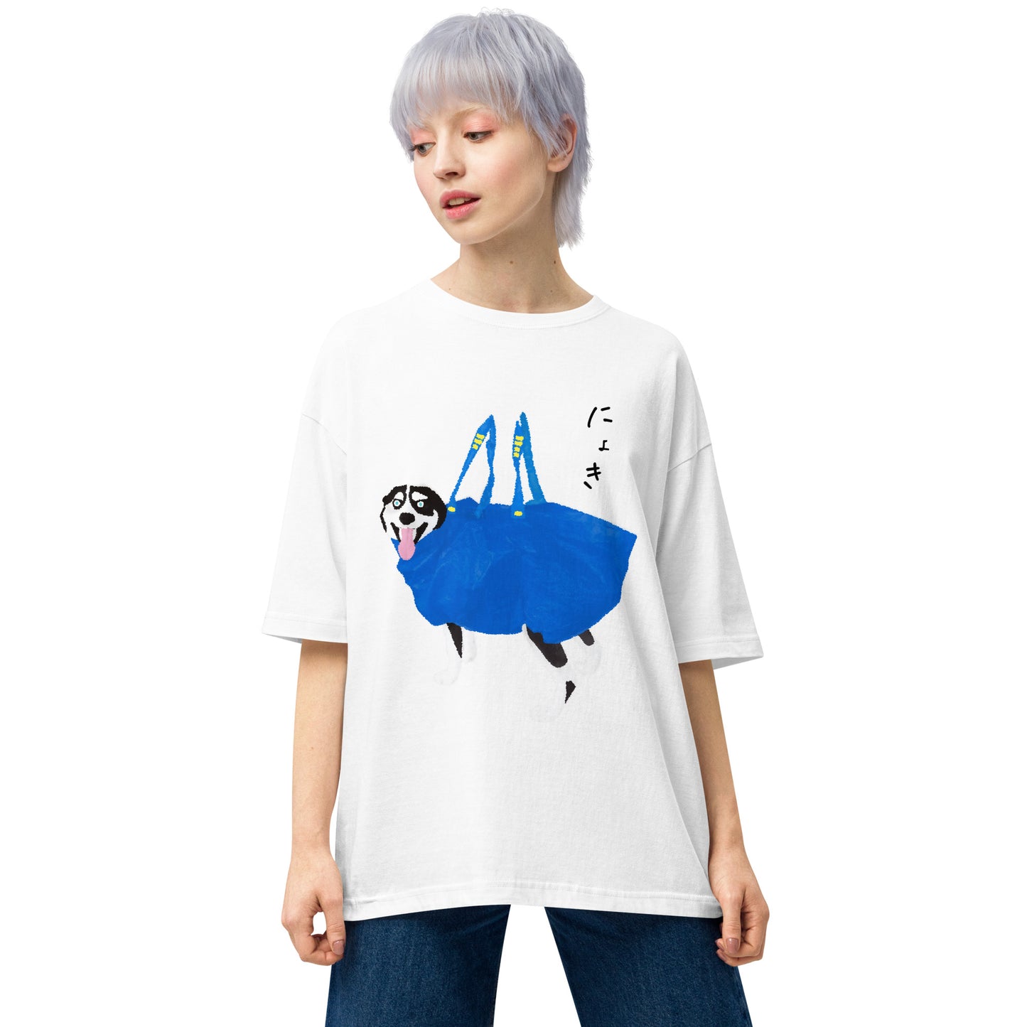 ニョッキィーヌ ビッグシルエット Tシャツ(シベリアンハスキー)